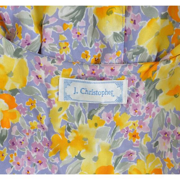 Vintage 90s Floral Button Front Puff Sleeve Drop Waist Maxi Dress with Pockets - Picture 9 of 9